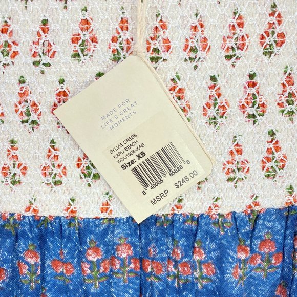 FAHERTY Sylvie Cutout Tie-Strap Boho Lagenlook Maxi in Blue Multi ColorNWT - Picture 5 of 7